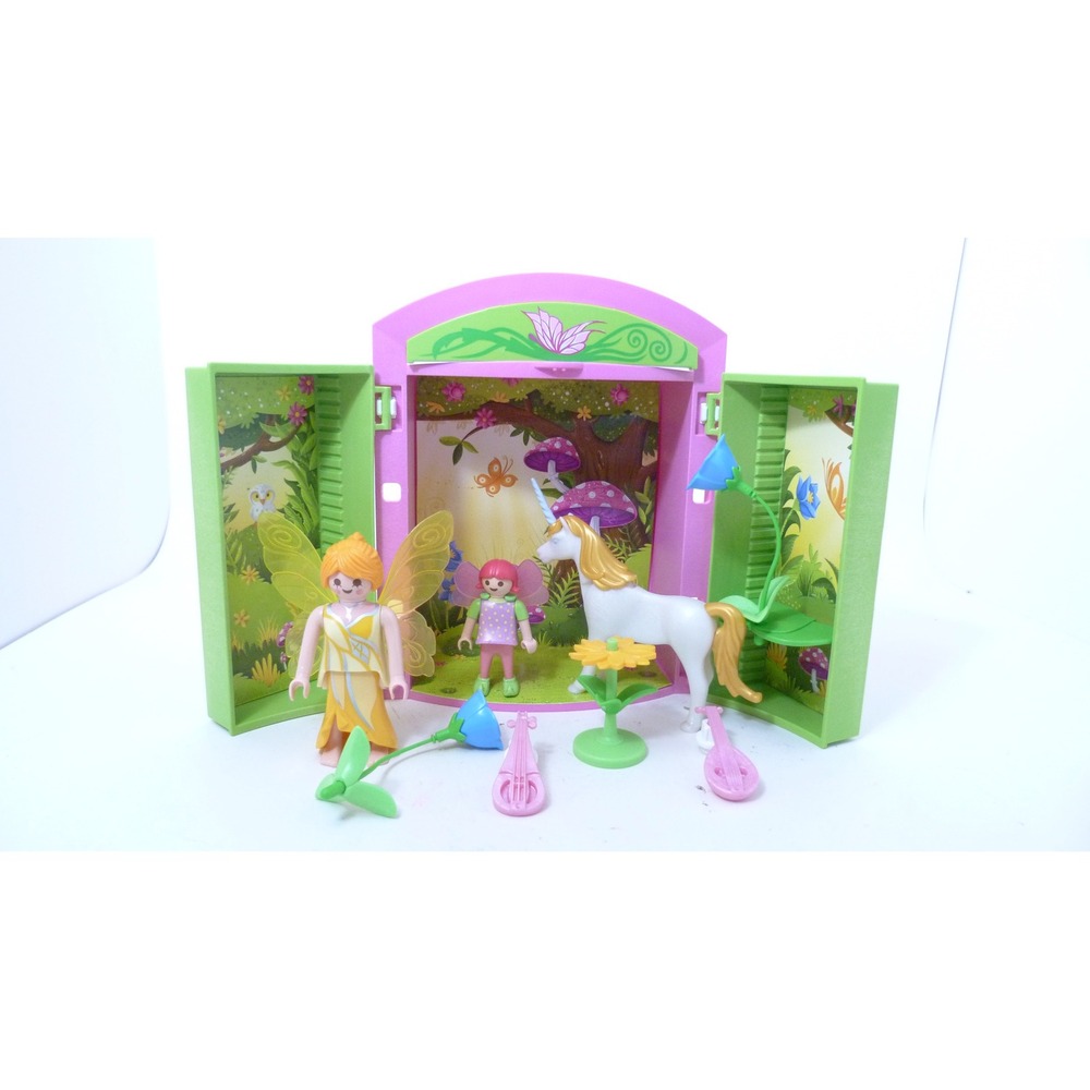 Playmobil Fairy Garden Take Along Case 5661 Unicorn Figures Playset incomplete